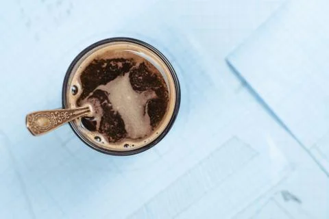 Mug on the table with papers Stock Photos