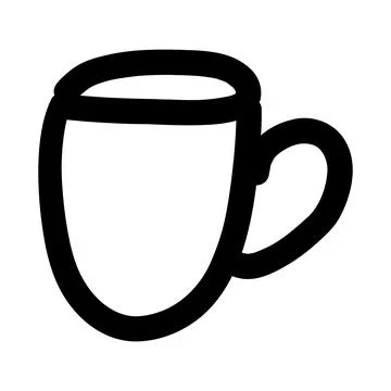 Mug tea coffee kitchen doodle icon line Stock Illustration