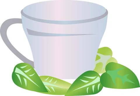 Mug for tea with mint leaves vector illustration. Stock Illustration
