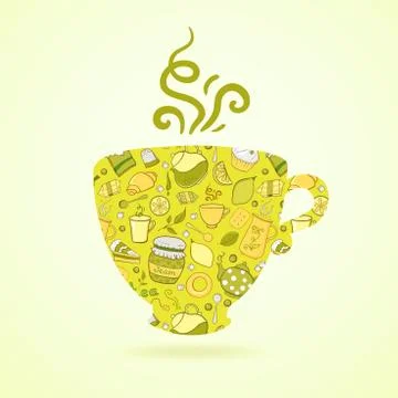 Mug with tea pattern isolated  background Stock Illustration