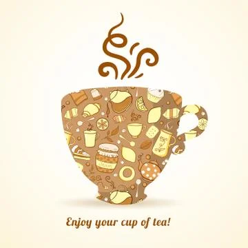 Mug with tea pattern isolated  background Stock Illustration