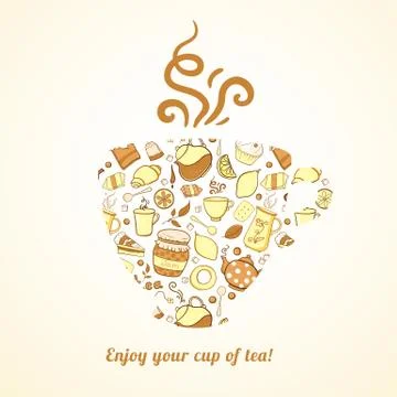 Mug with tea pattern isolated  background Stock Illustration