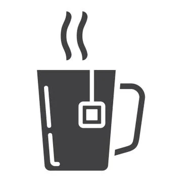 Mug of tea solid icon, business and breakfast Stockillustratie
