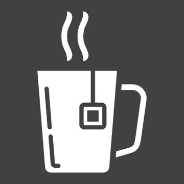 Mug of tea solid icon, business and breakfast Stockillustratie