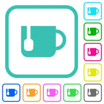 Mug of tea vivid colored flat icons Stock Illustration