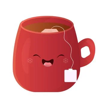 Mug with tea. winter warm drink. cute Stock Illustration