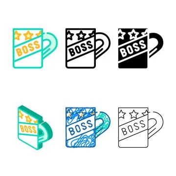 Mug variations boss color icon vector Stock Illustration