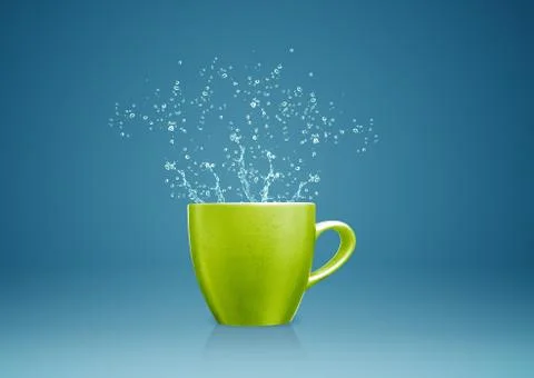 Mug with water splashes Stock Photos