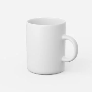 Mug in white on a plain background. 3d render. Stock Illustration
