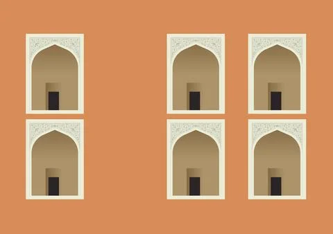 Mughal Arch Window Elements - Stock Illustration Stock Illustration