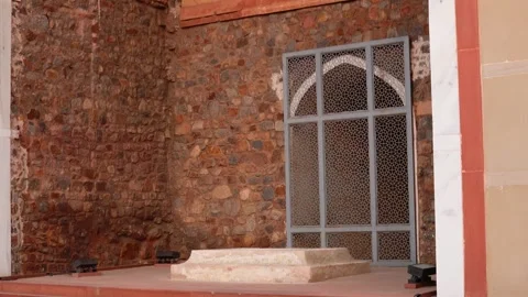 Mughal architecture floral pattern latticed window at Rahim khan Tomb Stock Footage 255114976