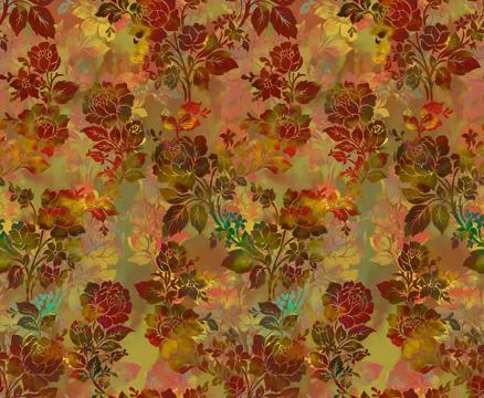 Mughal,Art,Flower,Pattern,Multi,Color 스톡 일러스트
