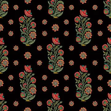 Mughal,Art,Seamless,Pattern,Manual,Composition 库存插图