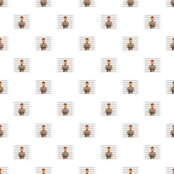 Mugshot criminal suspect seamless pattern illustration Stock Illustration
