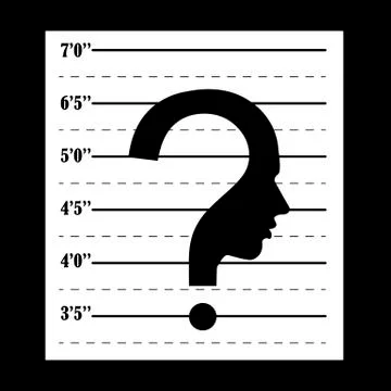 Mugshot question mark human head symbol Stock Illustration