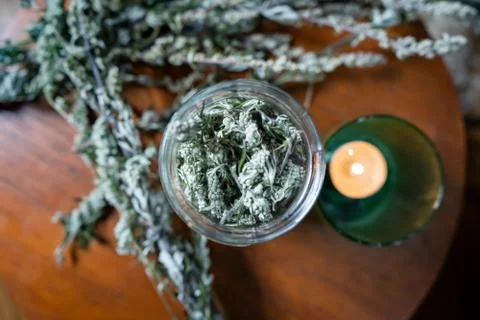 Mugwort in jar Stock Photos
