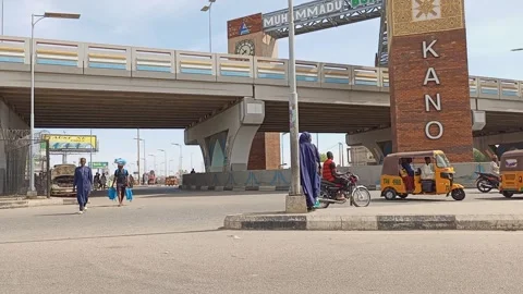 Muhammadu Buhari Flyover Roundabout Side View Kano Nigeria Stock Footage 321809168