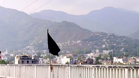 Muharram Flags Displayed on Bridge Video stock 341511418