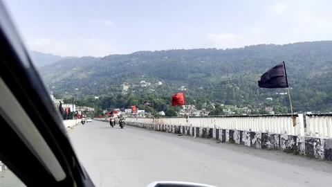 Muharram Flags Displayed on River Bridge Видео 339779593