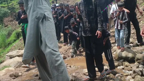Muharram procession in rural India Stock Footage 313143085