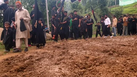 Muharram procession in rural India Stock Footage 313143129
