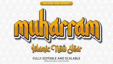 Muharram text effect editable eps file Stock Illustration