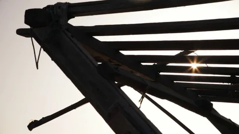 Muharraq Port. Dhows at sunset. Pan. Bahrain Stock Footage 73685875