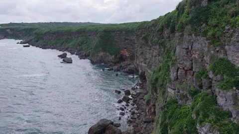 Muiga Cliffs - Wind Energy Windmills - Miyakojima - Okinawa - Japan - Slow Stock Footage 345368723