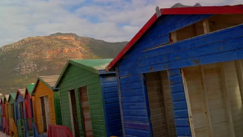 Muizenberg Beach Painted Huts Stock Footage 229434551