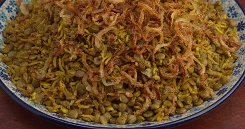 Mujaddara dish. Video stock 276964632