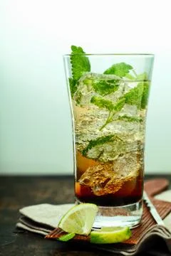 Mujito rum cocktail with lime Stock Photos