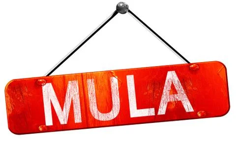 Mula, 3D rendering, a red hanging sign Stock Illustration