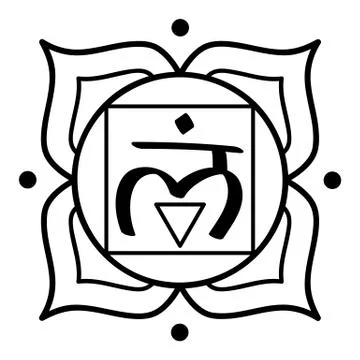 Muladhara cakra root basilic base anus genitals red lam earth Stock Illustration