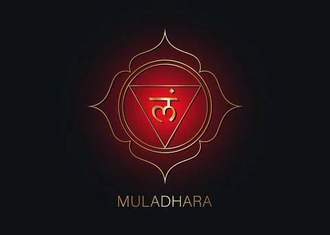 Muladhara chakra logo template. First root chakra symbol. Red Stock Illustration