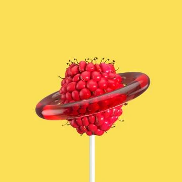 Mulberry Fruit Candy Concept idea on yellow color background. Minimal Fruit i Stock Illustration
