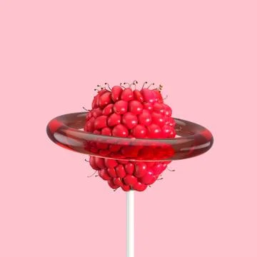 Mulberry Fruit Candy Concept idea on pink color background. Stock Illustration