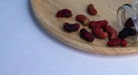 Mulberry fruit on a white background Stock Photos