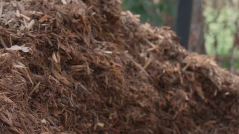 Mulch Pile in close up. Camera movement rightward across the pile. Stock Footage 336466228
