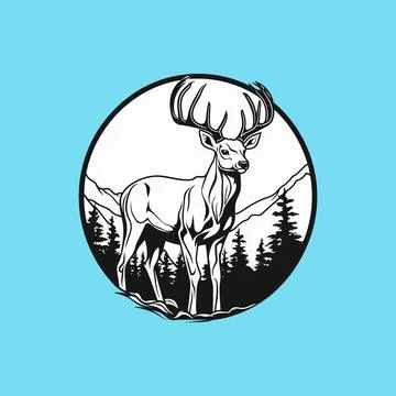 Mule Deer vector design and illustration Stock Illustration