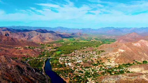 MULEGE BCS MEXICO-2022: River Flows In Between The Mountains Stock Footage 206905489