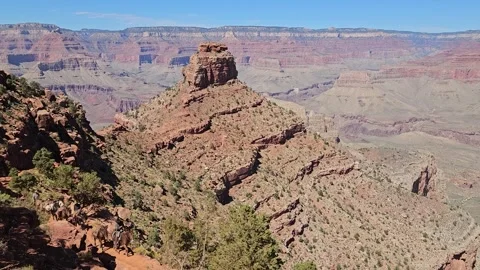 Mules are moving uphill on one of the Grand Canyon hiking trails, routes Stock Footage 288326647
