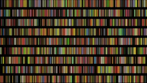 Muliticolored DNA  barcodes move horizontally left to right. 3d animation render Stock Footage 149390029
