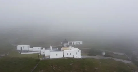 Mull of Kintyre lighthouse in Scotland in low cloud Stock Footage 159361548