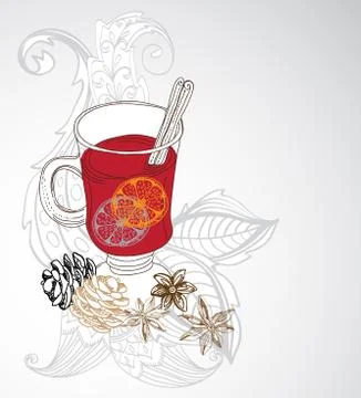 Mulled warm wine background Stock Illustration