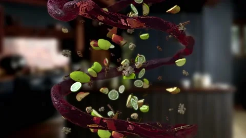 Mulled whine elements falling loop with dof Stock Footage 143153763