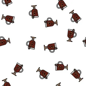 Mulled wine autumn vector seamless pattern Illustrazione stock