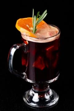 Mulled Wine on a Black Background Stock Photos