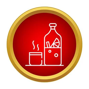 Mulled wine bottle and cup icon design Stock Illustration