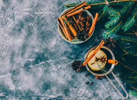 Mulled Wine In Bowl Stock Photos