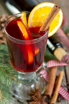 Mulled wine close up. Stock Photos